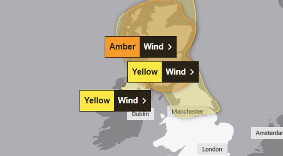 Met Office Warns Of Gusts Of Up To 75mph In Exposed Areas